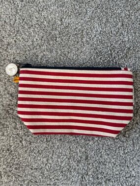 Striped Red & White Cosmetic Pouch - Nautical Style